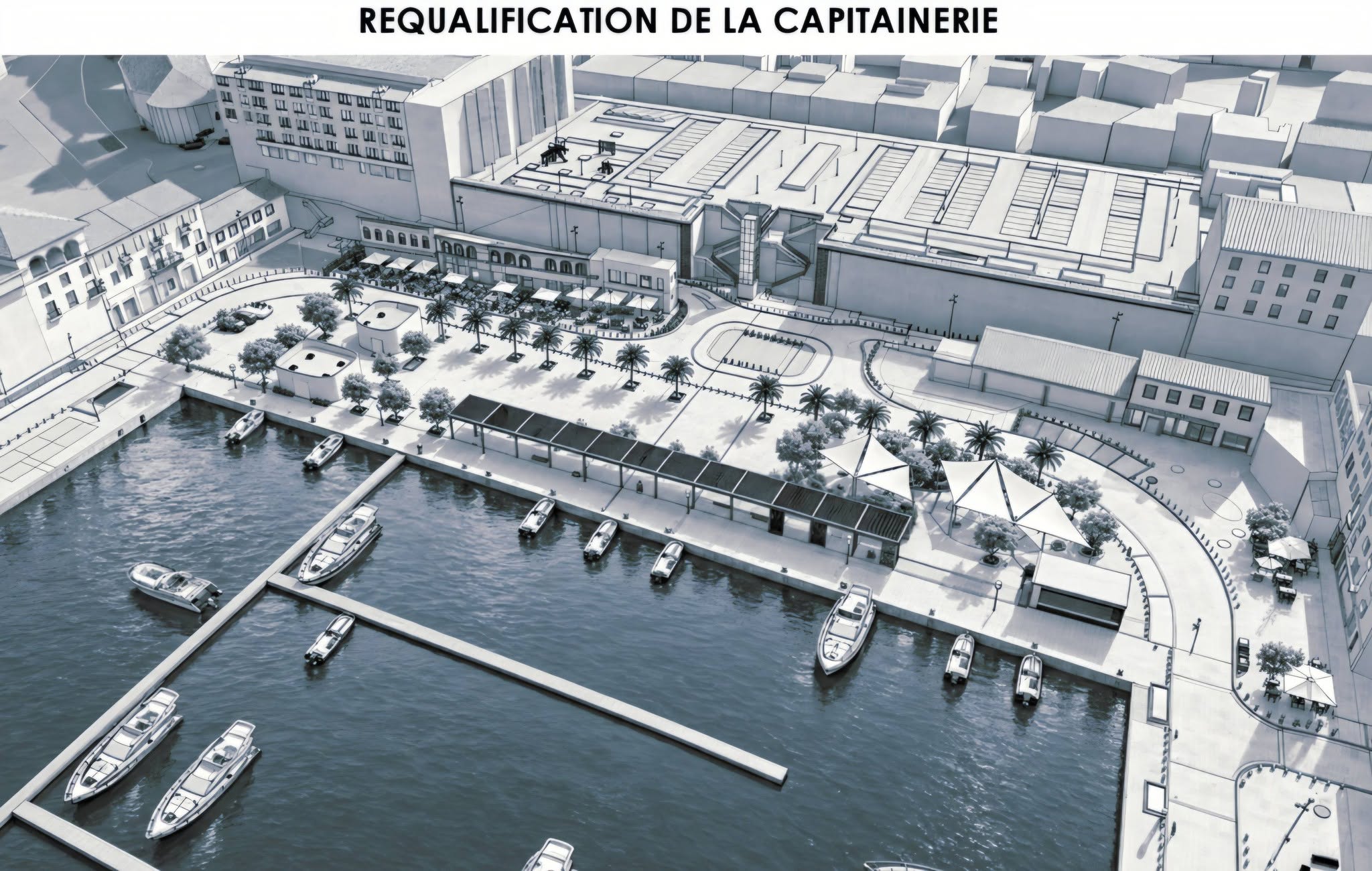 Perspective architecturale du projet de requalification de l'ancienne capitainerie à Port-Vendres