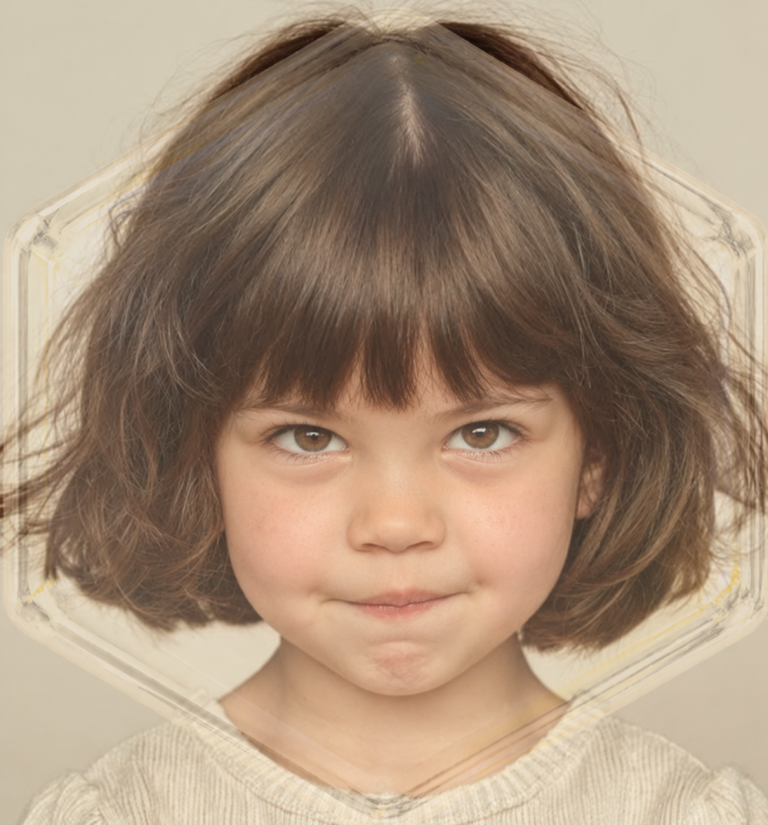 Illustration : portrait enfant cheveux courts bruns.